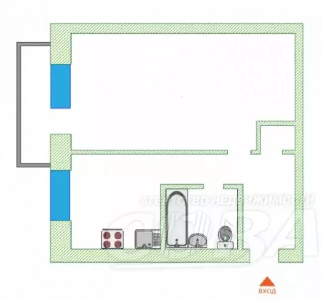 1-комнатная квартира: Тюмень, улица Урицкого, 44 (32.4 м) - Фото 1