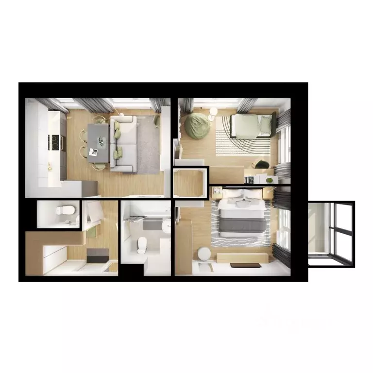 2-к кв. Приморский край, Владивосток ул. Борисенко, 48к1 (53.8 м) - Фото 2