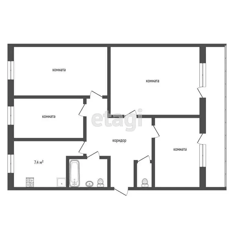 3-комнатная квартира: Сыктывкар, Коммунистическая улица, 62 (76.9 м) - Фото 1