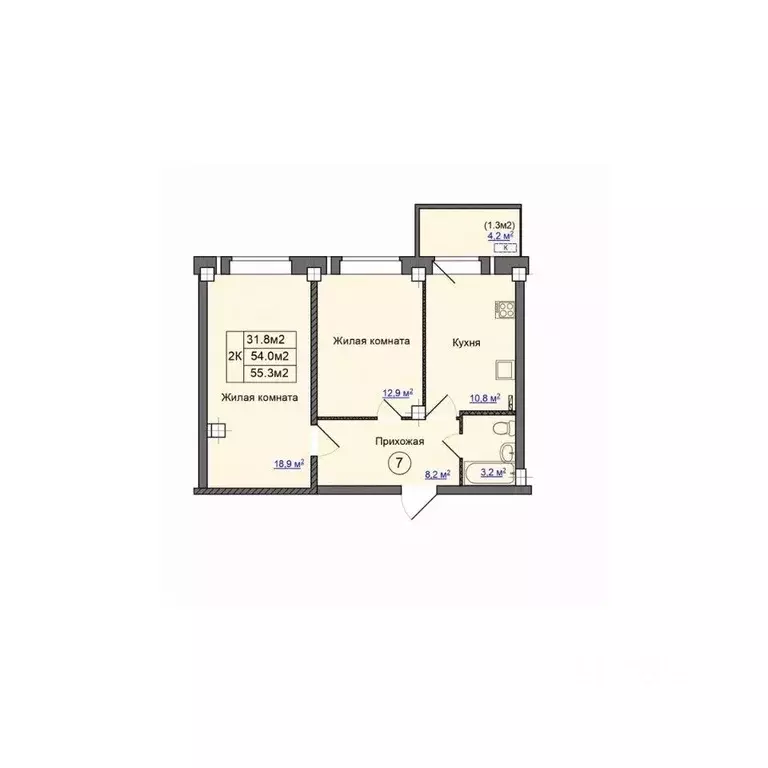 2-к кв. Псковская область, Псковский район, Завеличенская волость, д. ... - Фото 1