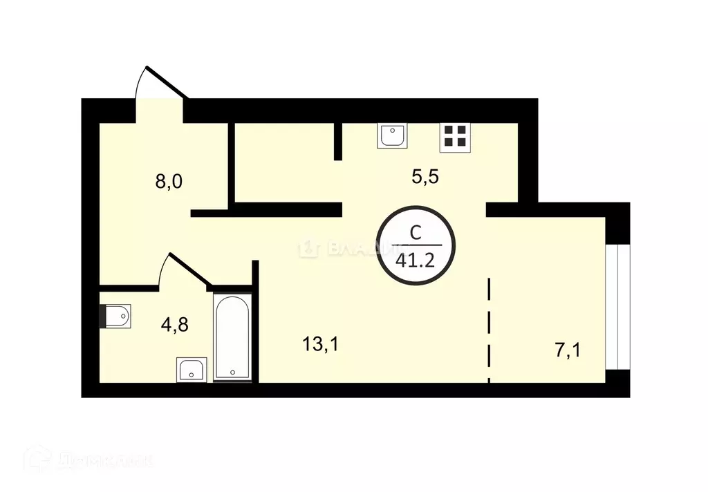 Продаётся квартира-студия, 41.2 м - Фото 0
