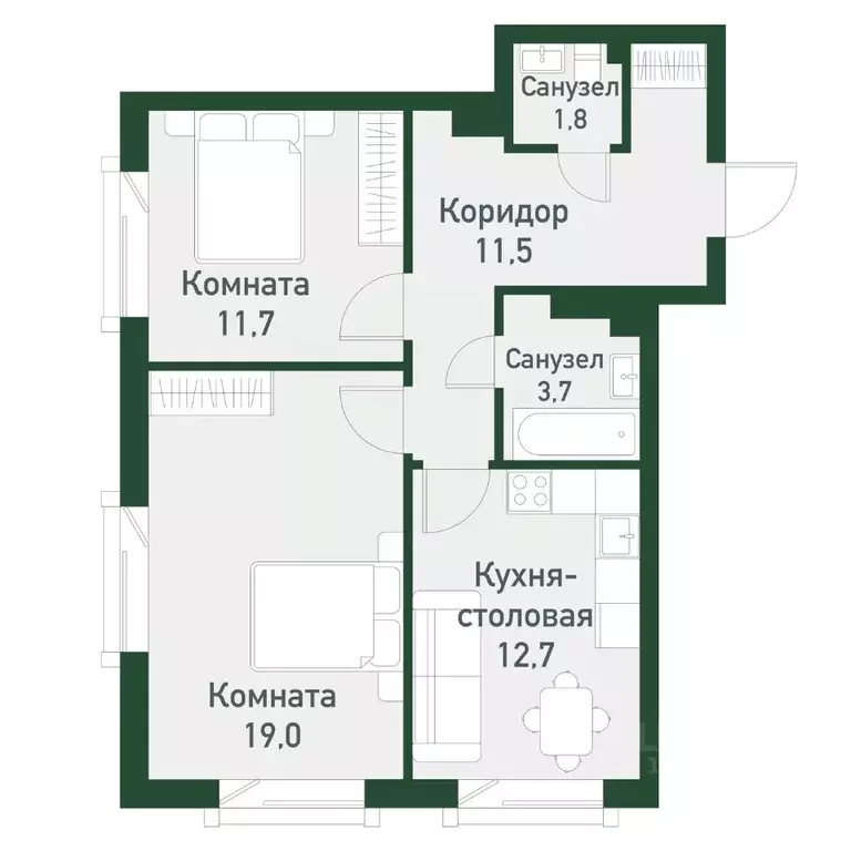 2-к кв. Челябинская область, Челябинский городской округ, пос. ... - Фото 0
