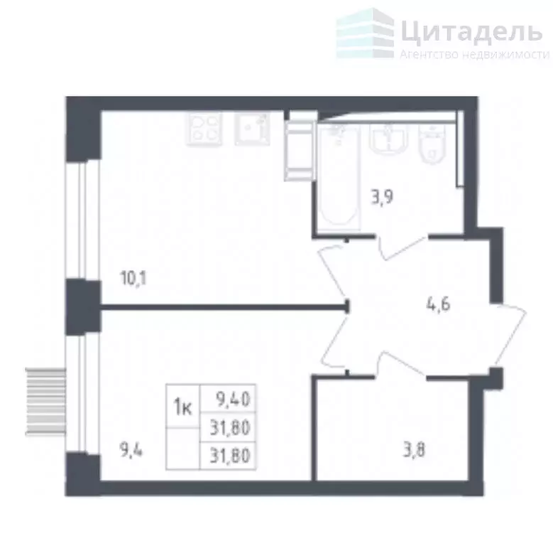 1-комнатная квартира: Мытищи, улица Стрельбище Динамо, 10 (33 м) - Фото 1