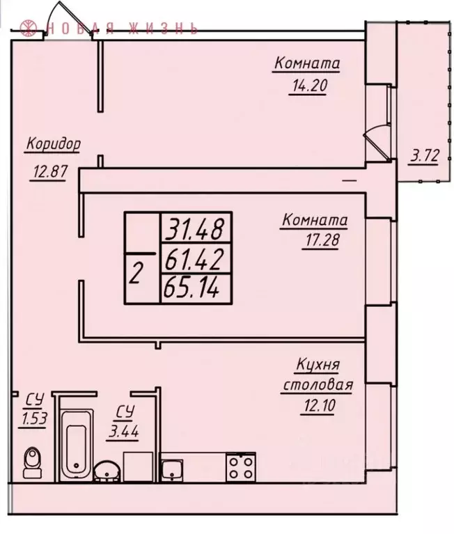 2-к кв. Самарская область, Самара ул. Стара-Загора, 249А (65.1 м) - Фото 1