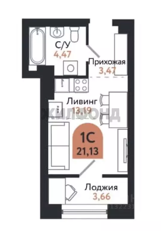 1-к кв. Томская область, Томск просп. Ленина, 206В (24.79 м) - Фото 1
