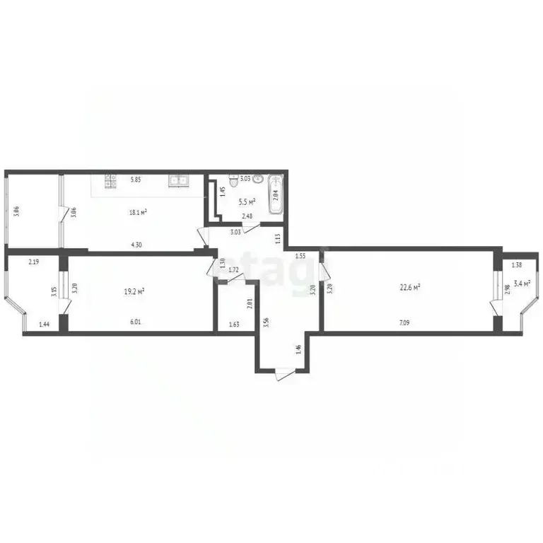 2-к кв. Краснодарский край, Геленджик Туристическая ул., 3к1 (101.1 м) - Фото 1