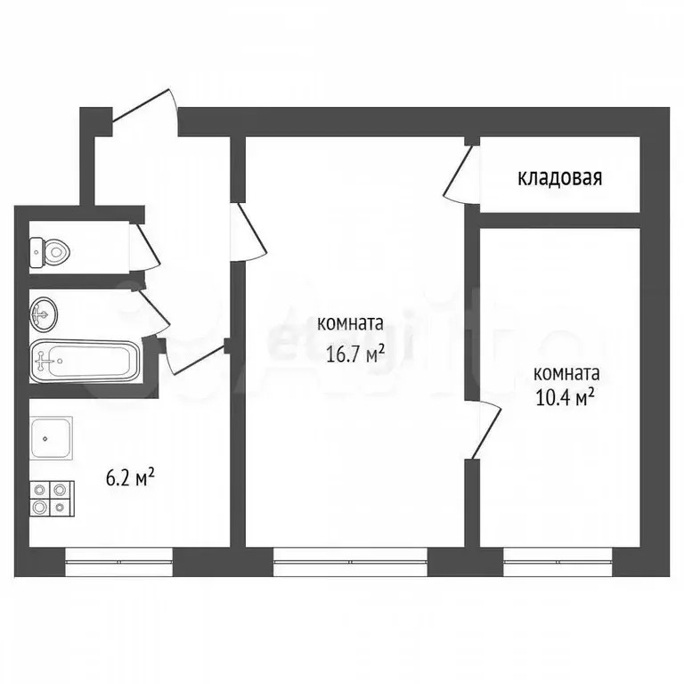 2-к. квартира, 44 м, 4/5 эт. - Фото 0