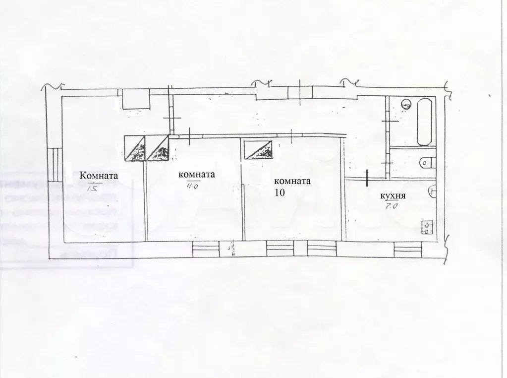 3-к. квартира, 59,6 м, 2/2 эт. - Фото 0