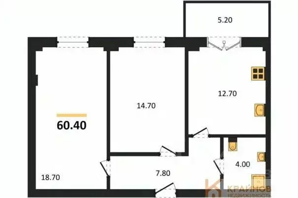 2-к кв. Воронежская область, Воронеж Цимлянская ул., 10В (60.4 м) - Фото 0