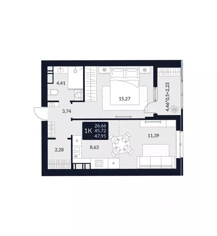 1-к кв. Адыгея, Майкоп Лесная ул. (47.95 м) - Фото 1