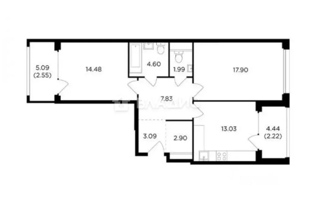 2-к кв. Москва ул. Виктора Маслова, 2 (71.5 м) - Фото 1