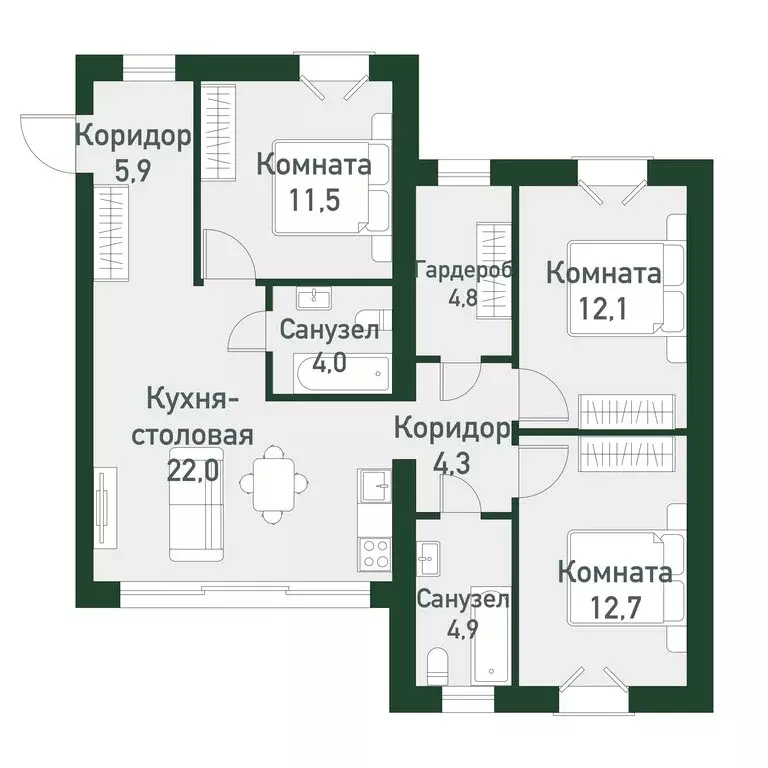 3-комнатная квартира: Челябинский городской округ, посёлок Западный, ... - Фото 0