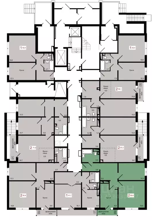 2-к кв. Красноярский край, Красноярск Прибойная ул., 37с12 (60.8 м) - Фото 1