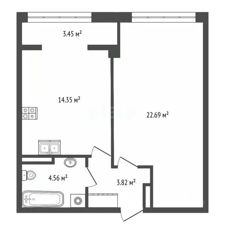1-к кв. Севастополь ул. Челнокова, 17к1 (38.9 м) - Фото 2