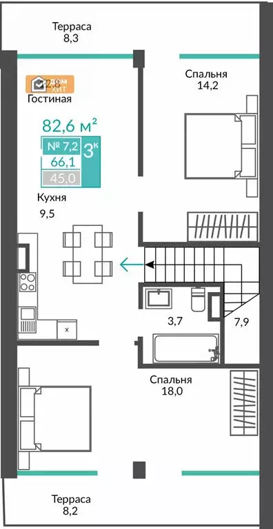 3-комнатная квартира: Республика Крым, муниципальный округ Алушта, ... - Фото 0