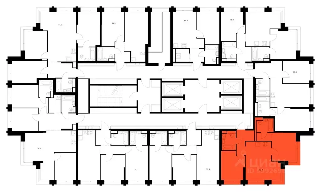 2-к кв. Москва ул. Маршала Прошлякова, 12к2с1 (52.6 м) - Фото 2