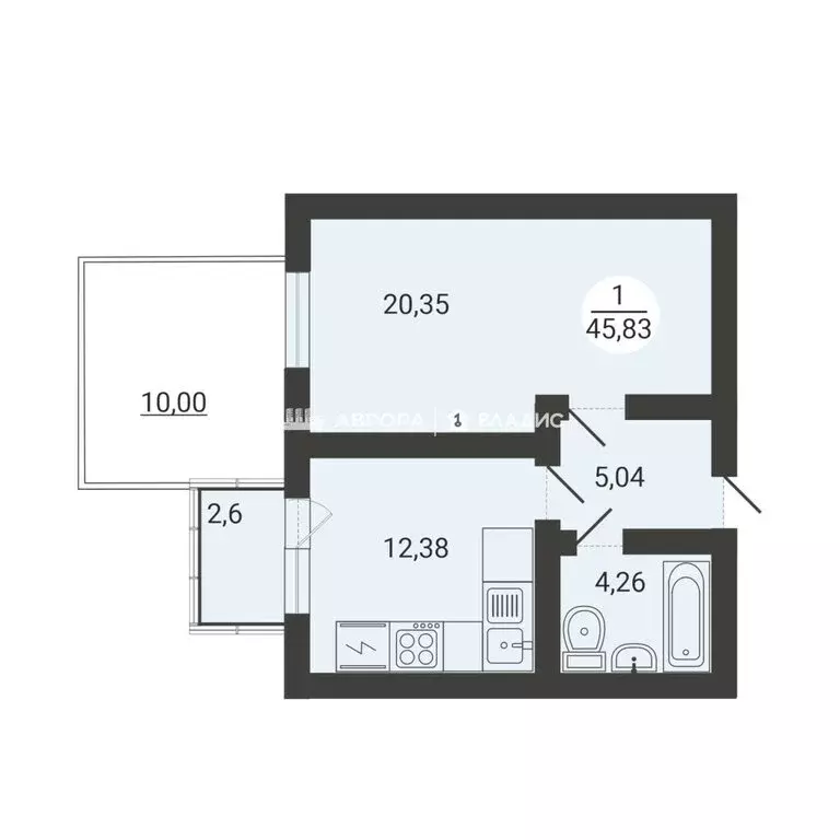1-комнатная квартира: Магнитогорск, улица Зелёный Лог, 67/2 (45.83 м) - Фото 0
