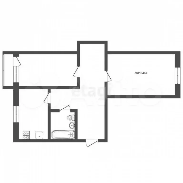 2-к. квартира, 45,9 м, 4/5 эт. - Фото 0