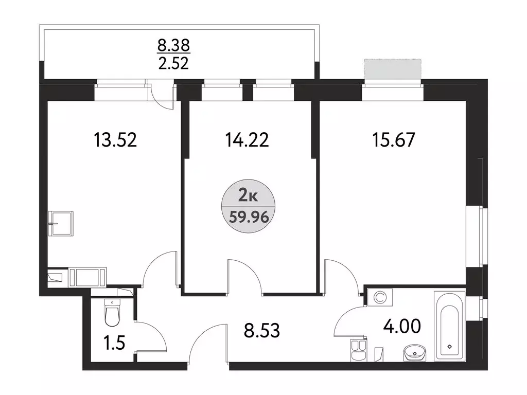 2-комнатная квартира: Щёлково, Полевая улица, 4А (59.96 м) - Фото 1
