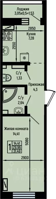 1-к кв. Краснодарский край, Туапсинский муниципальный округ, с. Небуг ... - Фото 1