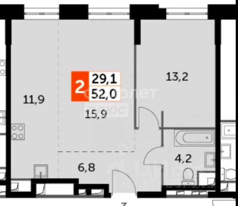 2-к кв. Москва Шелепихинская наб., 40к2 (52.0 м) - Фото 2