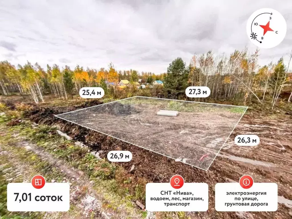 Участок в Тюменская область, Тюменский муниципальный округ, Нива СНТ ... - Фото 1