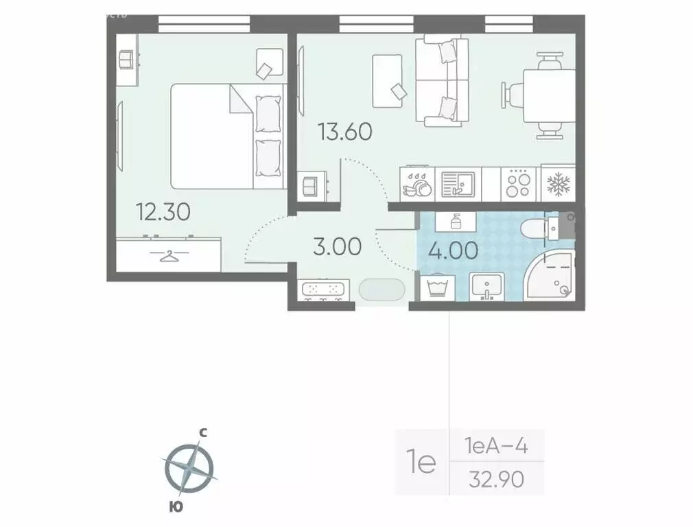 1-комнатная квартира: Ковалёво, улица Александра Разгонина, 1к3 (32.9 ... - Фото 1