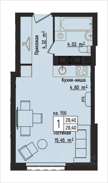 1-к кв. Нижегородская область, Нижний Новгород Литературная ул., 5 ... - Фото 1