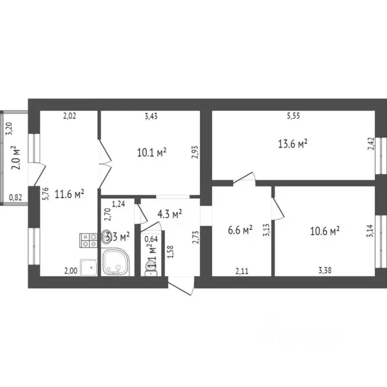 3-к кв. Ульяновская область, Ульяновск Хрустальная ул., 28 (63.05 м) - Фото 1