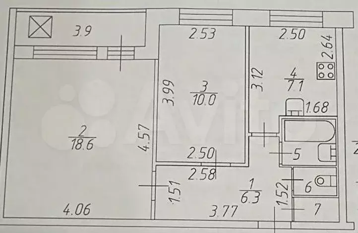 2-к. квартира, 45,8 м, 6/9 эт. - Фото 0