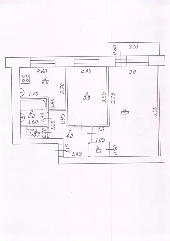 2-к. квартира, 40,3 м, 2/4 эт. - Фото 0