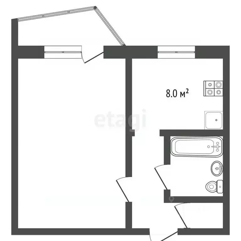 1-к кв. Орловская область, Орел наб. Дубровинского, 96 (32.9 м) - Фото 1