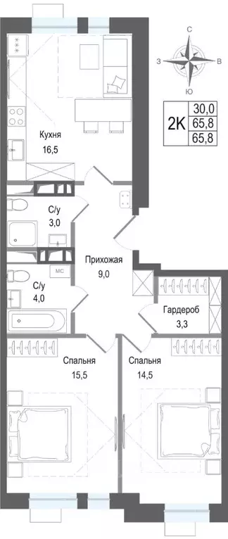 2-к кв. Московская область, Королев Первомайский мкр, Киноквартал ... - Фото 1