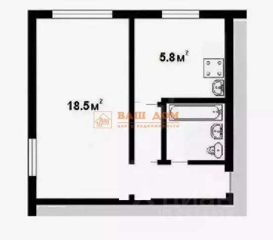 1-к кв. Тульская область, Тула ул. Фридриха Энгельса, 99 (31.0 м) - Фото 2