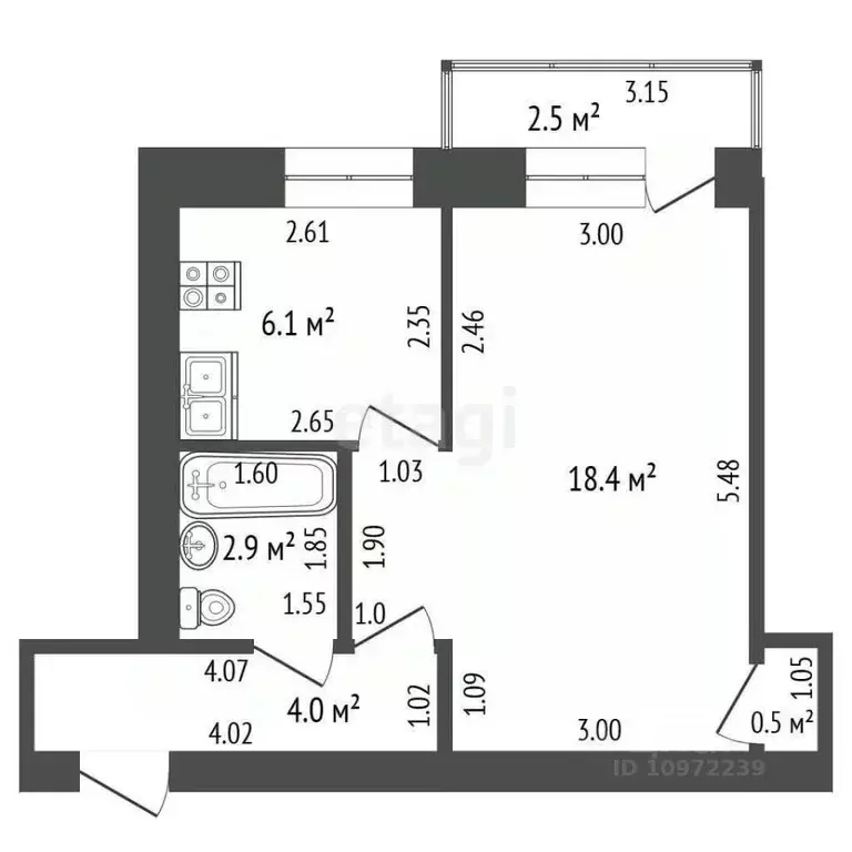 1-к кв. Башкортостан, Стерлитамак ул. Нахимова, 2 (31.9 м) - Фото 1