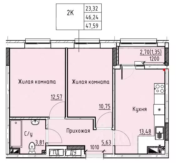 2-к кв. Ростовская область, Батайск ул. Талалихина (47.59 м) - Фото 0