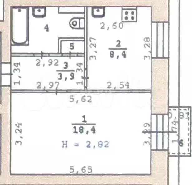 1-к. квартира, 36 м, 4/4 эт. - Фото 0