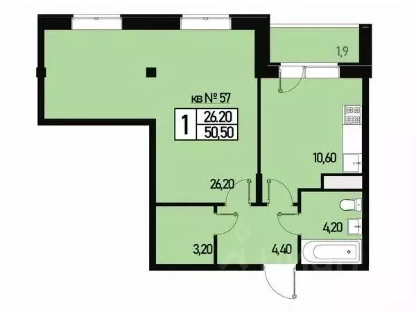 1-к кв. Москва ул. Генерала Донскова, 27к1 (48.0 м) - Фото 0
