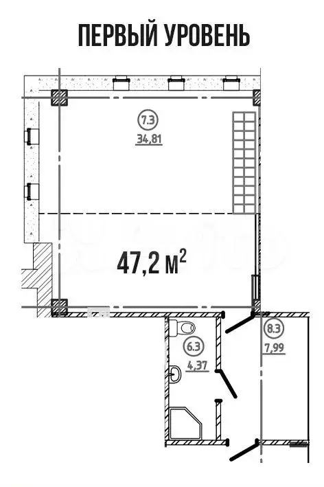 Помещение, офис в апарт-комплексе, 62.2 м - Фото 1