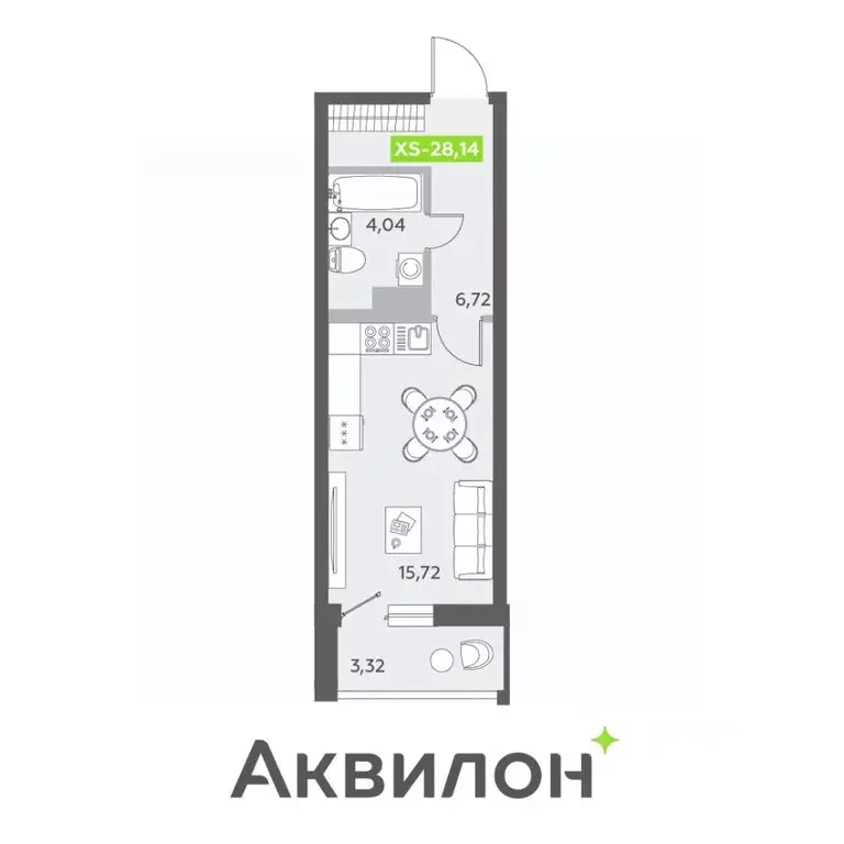 Студия Санкт-Петербург бул. Александра Грина, 4 (28.1 м) - Фото 0