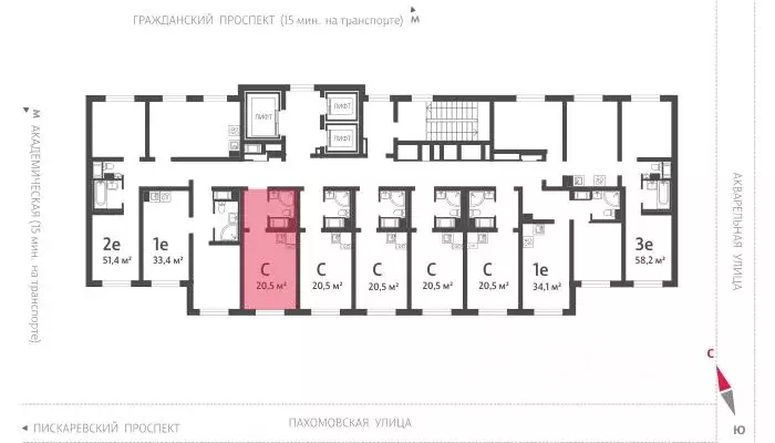 Студия Санкт-Петербург Ручьи жилой комплекс (20.4 м) - Фото 1