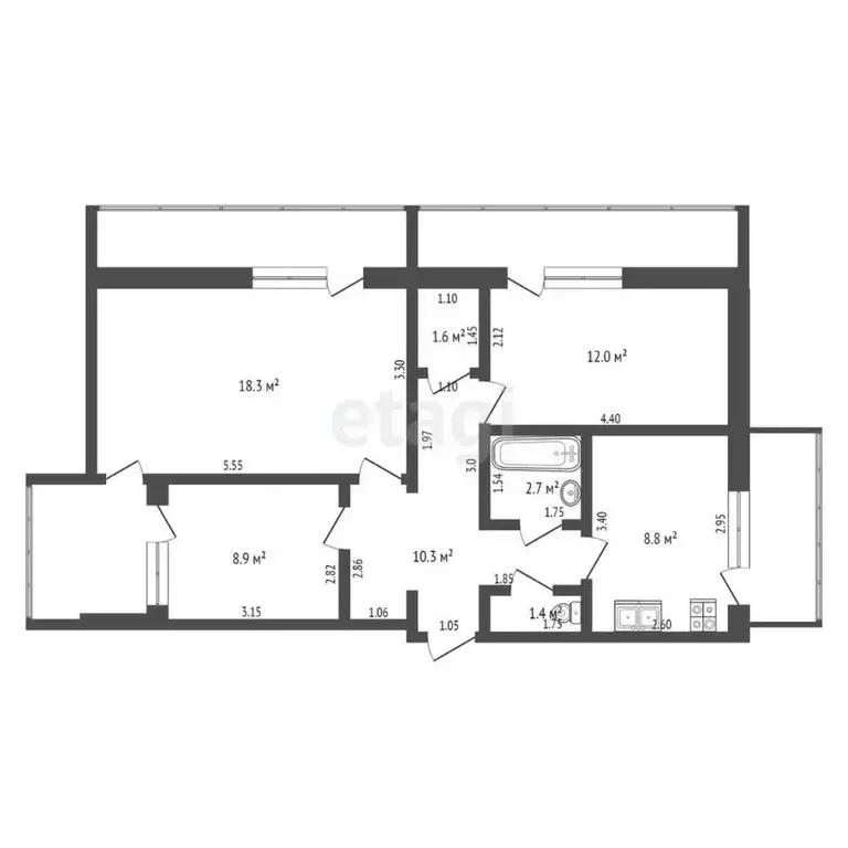 3-к кв. Крым, Красноперекопск 10-й мкр, 31 (71.2 м) - Фото 0