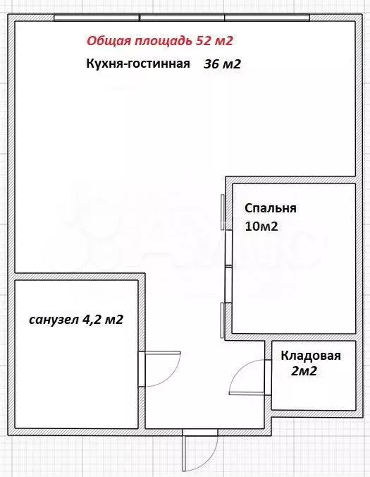 1-к. квартира, 52 м, 2/16 эт. - Фото 0
