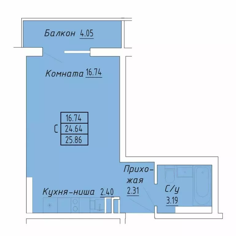 Квартира-студия: Судак, жилой комплекс Бирюзовый квартал (25.86 м) - Фото 1