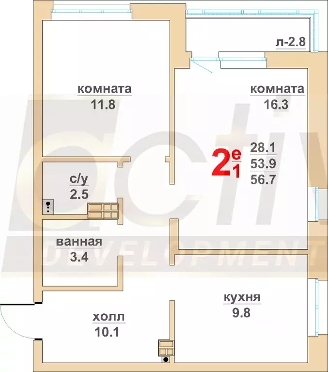 2-к кв. Свердловская область, Екатеринбург Вторчермет жилрайон,  (56.7 ... - Фото 0