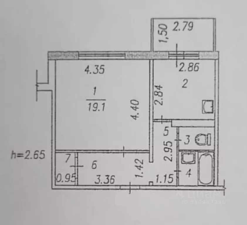 1-к кв. Кемеровская область, Новокузнецк ул. Батюшкова, 26 (40.0 м) - Фото 0