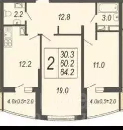 2-к кв. Краснодарский край, Краснодар бул. Адмиралтейский, 3к3 (64.2 ... - Фото 1