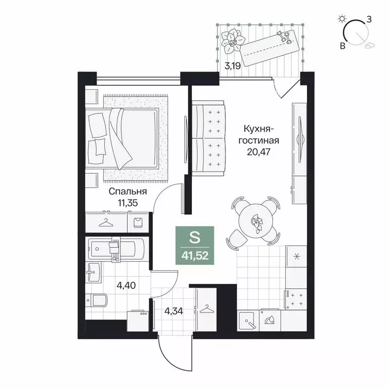 Квартира-студия: Волгоград, Центральный район (41.52 м) - Фото 1