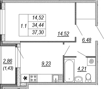 Продаётся 1-к квартира, 34 м - Фото 1