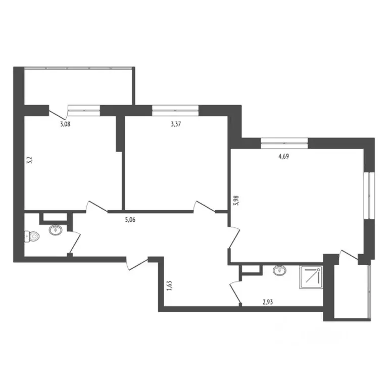 2-к кв. Тюменская область, Тюмень ул. Водников, 5 (55.0 м) - Фото 2
